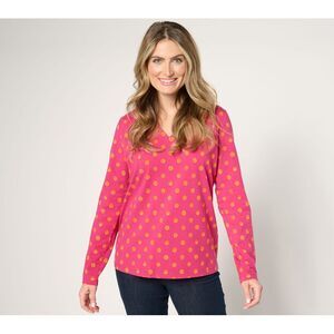 Sport Savvy Women's Top Sz M Mixed Print Jersey Long Sleeve Pink A673566